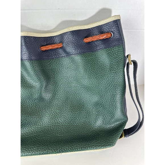 Vtg Dooney & Bourke Teton Tri-Color Drawstring Bucket Bag All Weather Leather - Picture 7 of 15
